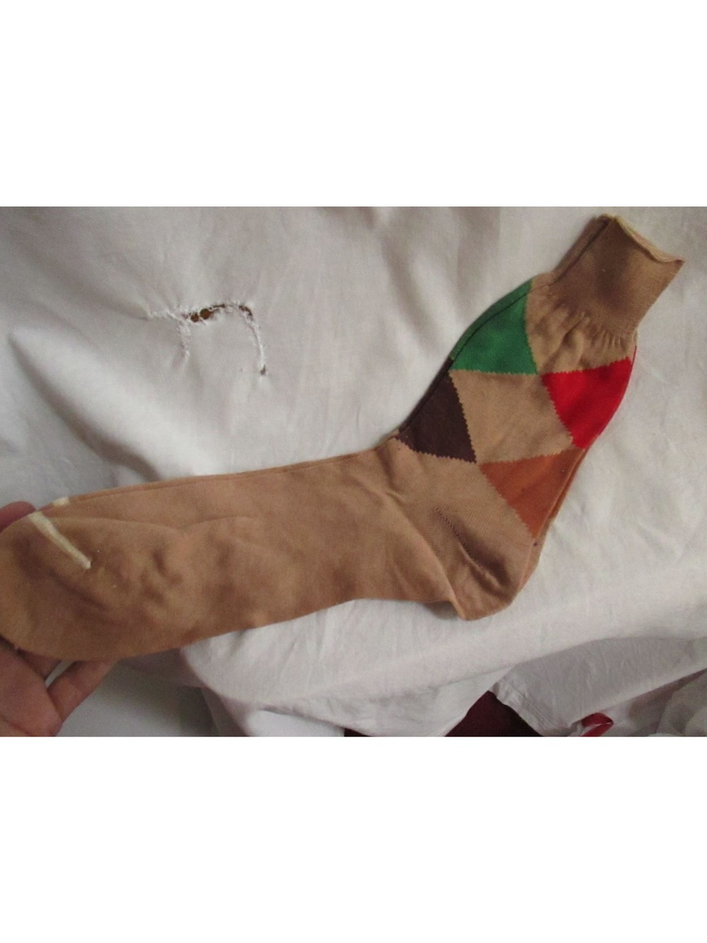Argyle Vintage Men's Socks 11 1 Pair NEW Highlander Sport Sox Sand MCM USA